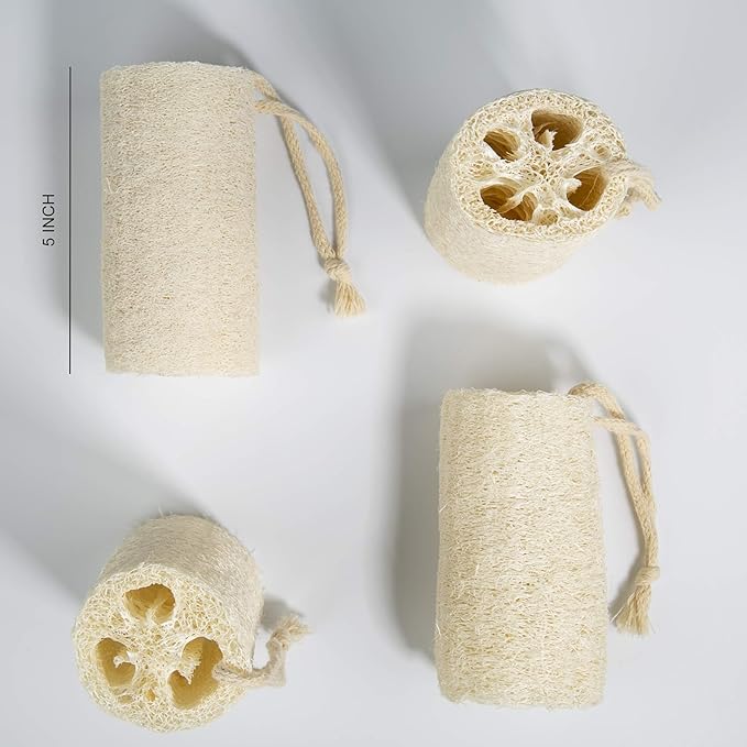 pisdoplop Natural Loofah Exfoliating Body Sponge Scrubber, 5 inch-Long Organic Loofa Luffa Plant-Based for Men & Women Skin Care Bath Shower Cleaning, Natural Sponges for Dishes