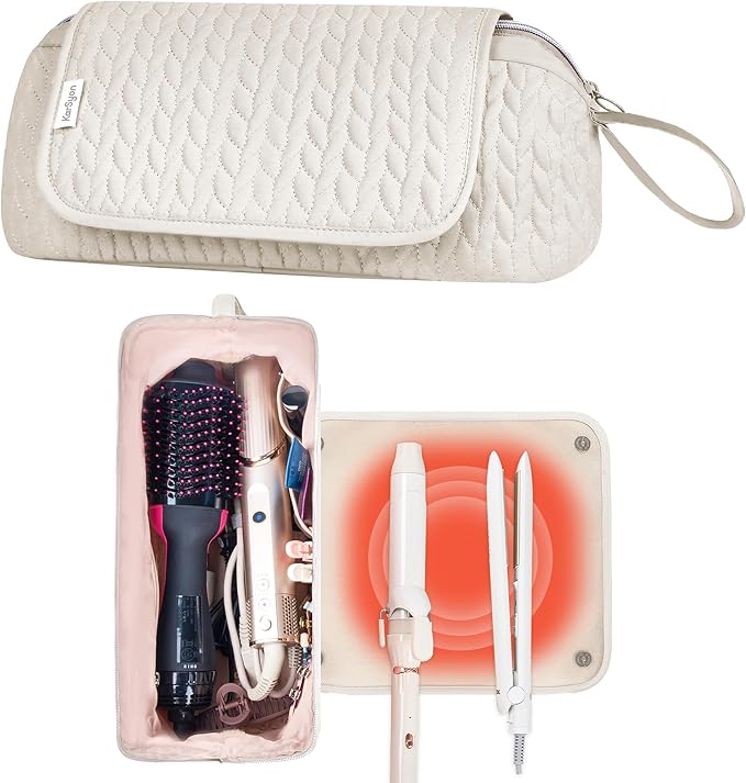 KarSyon Hair Tools Travel Bag with Hot Tool Mat 2 in 1 Organizer Bags