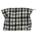 GUTGNK Corduroy Ladies Cosmetic Bag, Large Capacity Canvas Cosmetic Bag Travel Toiletry Bag Accessories Organizer, Black Check