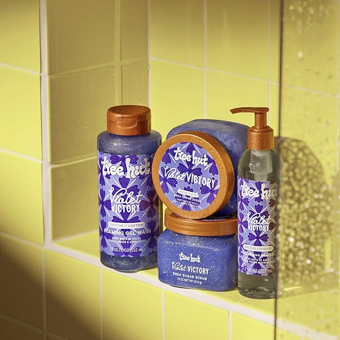 Tree Hut Violet Victory Body Wash, Hydrating & Moisturizing Shower Gel, Shea Butter & Essential Oils, Soft Smooth Glowing Skin, Gentle Cleanser For All Skin Types, Self Care Gifts for Women, 18 Fl Oz