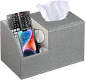 Square Multi-Functional Tissue Box Cover with Storage and Remote Control Holder - Cube Tissue Box Organizer for Bathroom, Nightstand, End Table