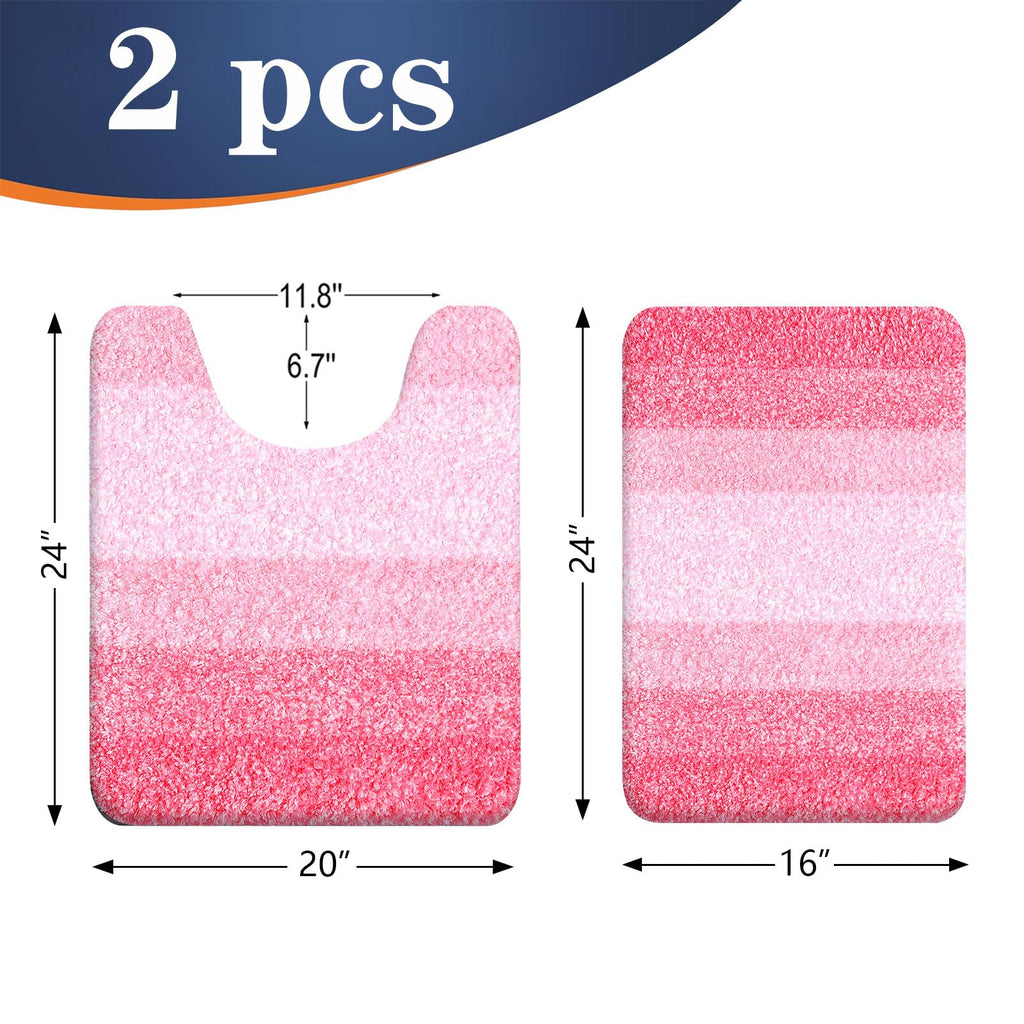 OLANLY Micorfiber Bathroom Rug Set 2 Piece, 24"x16"+U-Shaped 24"x20"