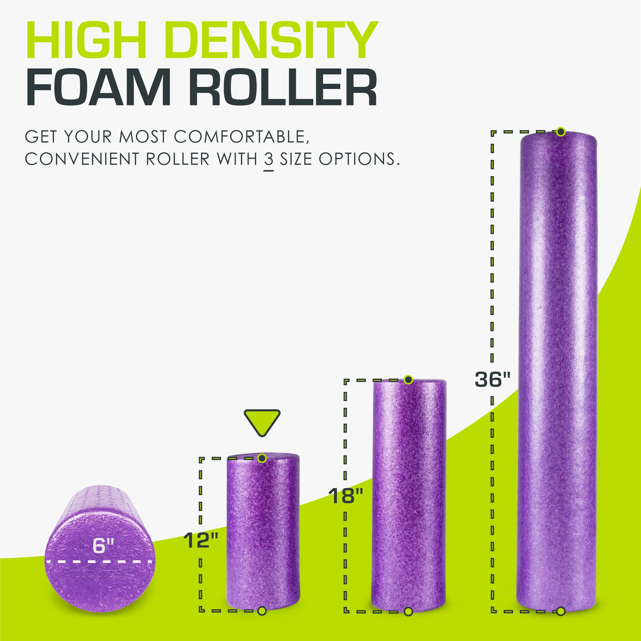 ProsourceFit High Density Foam Rollers 12 - inches long, Firm Full Body Athletic Massager for Back Stretching, Yoga, Pilates, Post Workout Trigger Point Release, Purple