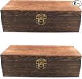 Wood Storage Box with Lid Solid Wood Container Box Decorative Table Large Rectangular Smooth Rustic Style Store Space to Organize Toys Cosmetics Vintage Color 7.87*3.93*2.36in, Brown, 2pcs