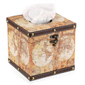 Sumnacon Retro Wood Square Tissue Box Cover - Vintage Cube Tissue Box Holder, Decorative Facial Tissue Holder for Bedroom Bathroom Dresser Night Stand Table Car Store Office Home Decor, Yellow
