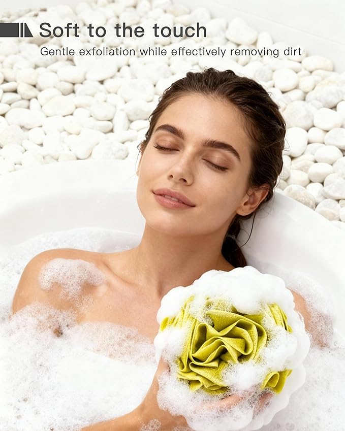 Loofah Sponge 70g, 4 Pack Large Flower Exfoliating Bath Sponge