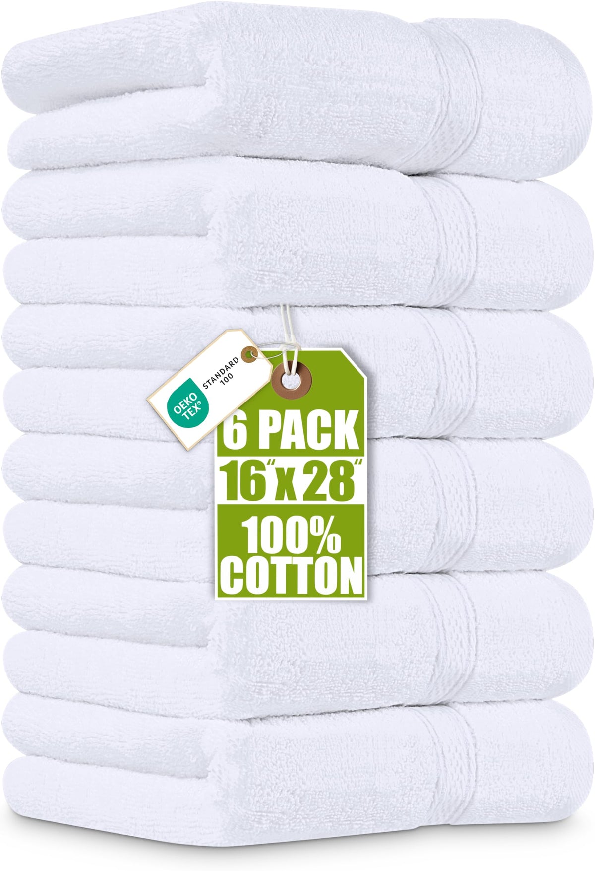 Utopia Towels 6 Pack Premium Hand Towels, 16x28 in, 600 GSM Cotton, White