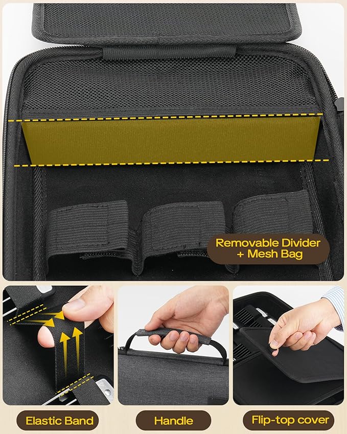 YINKECASE Hard Hair Clipper Case, Barber Case for Clippers and Supplies, EVA Hair Tools Travel Bag for Surker/Wahl/Andis/Novah Men Razor Guard Grooming Kits, Barber Accessories, Black (Bag Only)