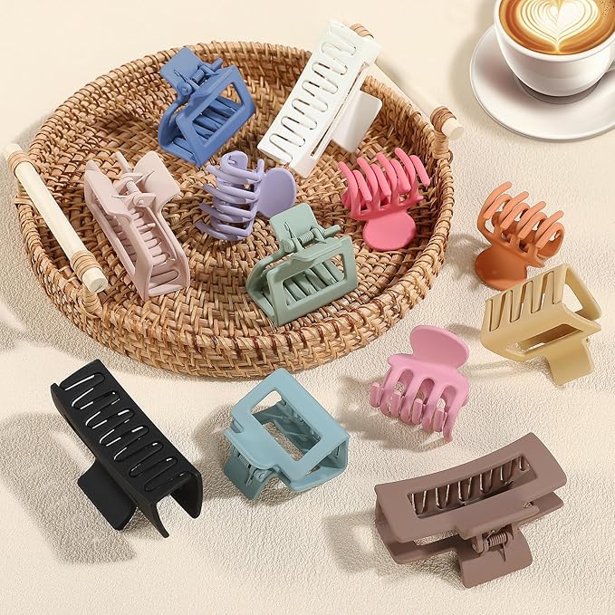SMKSL 3 Styles Hair Clips for Women Small Medium Big Claw Clips for Thin Thick Hair 12 Pcs Hair Claw Clips Hair Clips Combination Hair Accessories for Women (Multicolor)