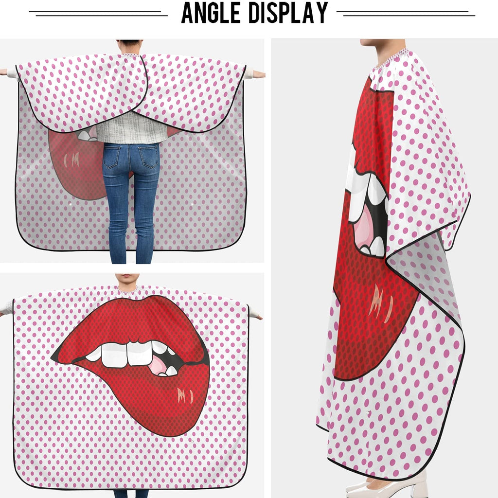 visesunny Barber Cape Sexy Lip Dot Polyester Hair Cutting Salon Cape Apron Anti-Static Haircut Water-Resistant Shaving Cloth Beard Shaving Bib Hairdressing Cape