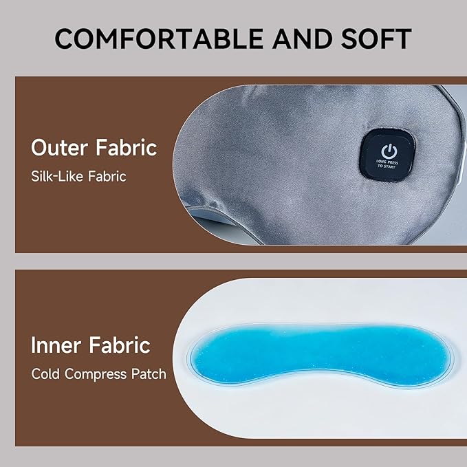 Vitelum Cordless Dual Cooling & Heating Eye Mask, Heated Eye Mask for Dry Eyes Relief, 3 Heat Settings, Washable Eye Cover, Warm Heating Pad for Stye Eye Treatment, Gel Pad for Puffy Eyes