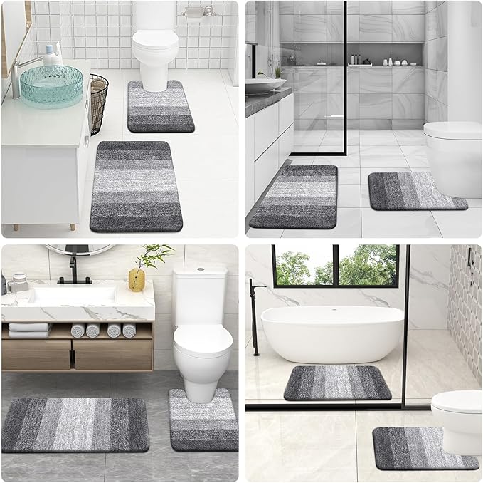 OLANLY Microfiber Bathroom Rugs Sets 3 Piece, 36"x24"+24"x16"+24"x20"