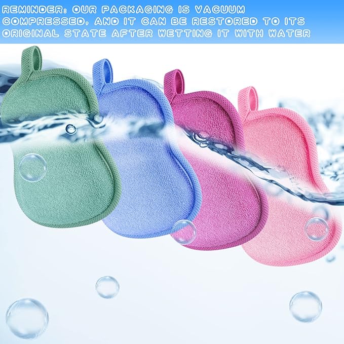 Tatuo 4 Pieces Baby Bath Sponge Toddler Bath Sponge Soft Comfy Cotton Absorbent Loofah for Kids Babies Boy Girl(Red, Purple, Green, Blue)