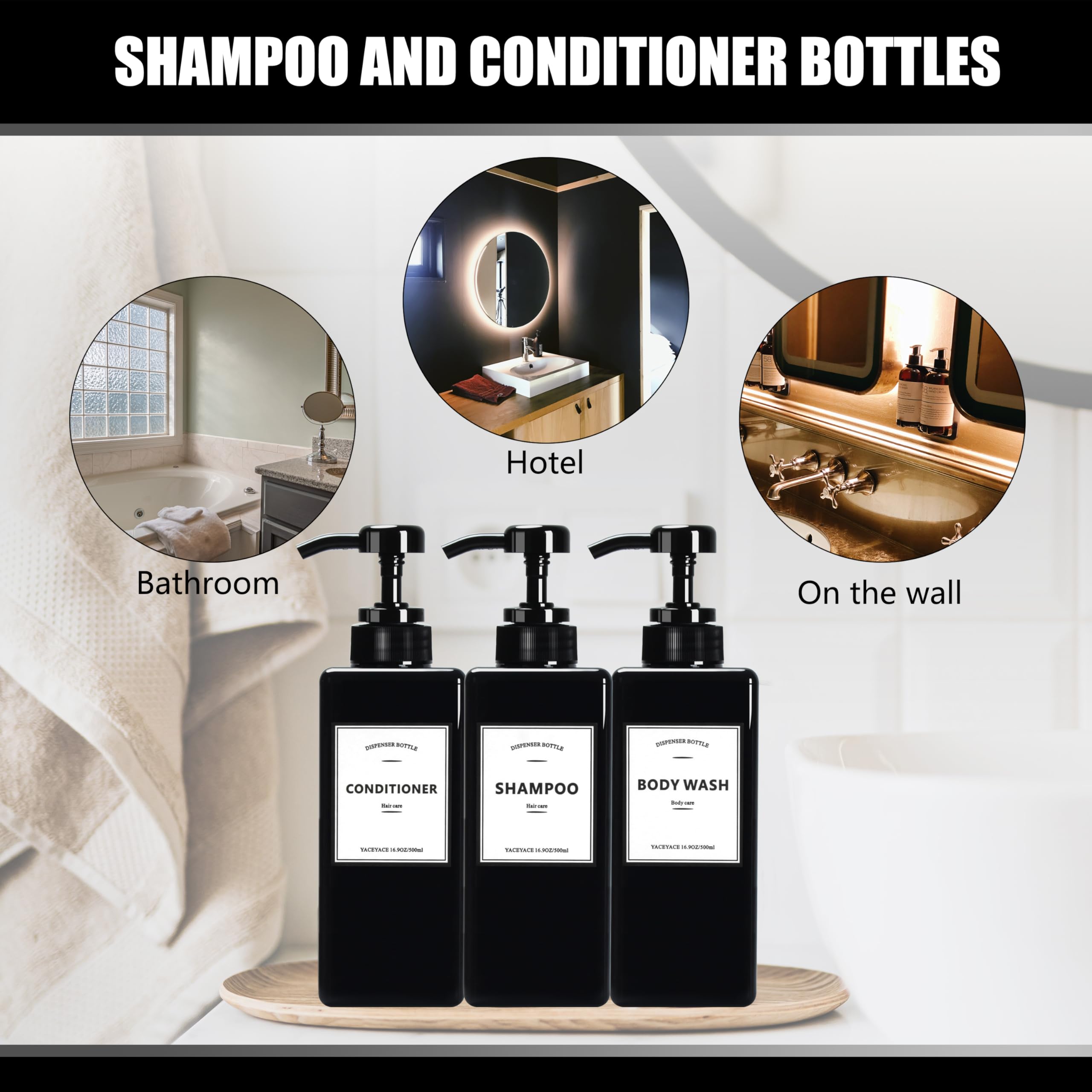 Soap Dispenser, YACEYACE 22oz Set of 3 Empty Hand Soap Dispenser