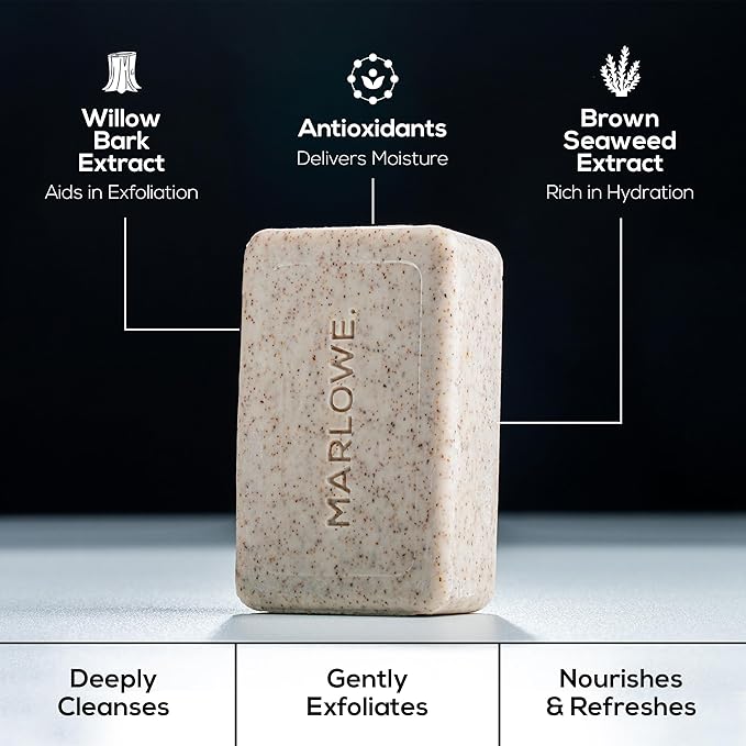 MARLOWE. Body Scrub Soap, Exfoliating Soap Bar, Santal, 7 oz