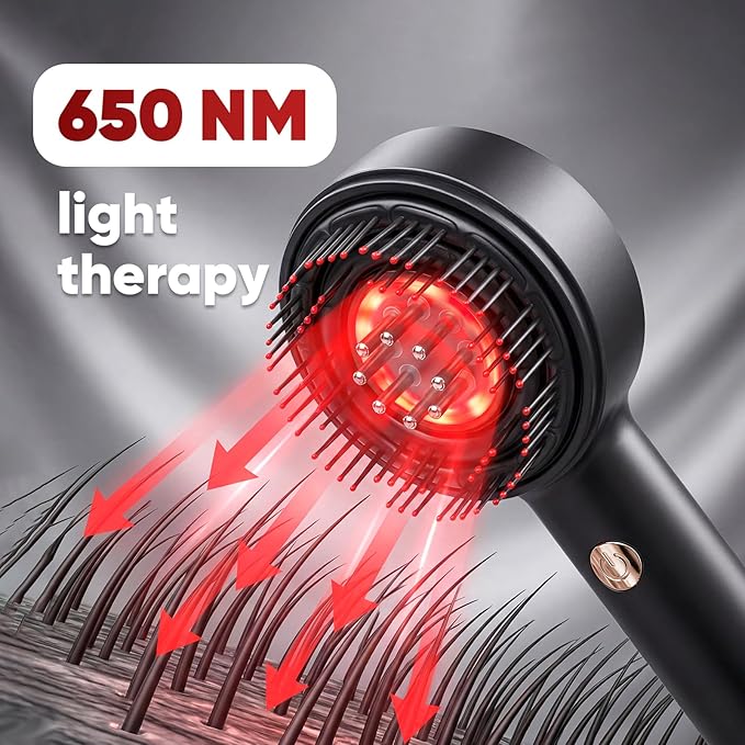 3-in-1 Scalp Massager with Oil Applicator, Portable Cordless Scalp Brush for Men & Women, Adjustable Speed, Soothing Red LED Mode, IPX7 Waterproof, Rechargeable Head Massage Comb for Shower & Dry Use
