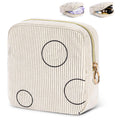 SIDESUGAR Period Bag for Teen Girls Shark Week Pouch Corduroy Portable Sanitary Pad Bags for Period Teen Period Pads Pouch for Panty Liners, Tampons, Menstrual Cup - Beige