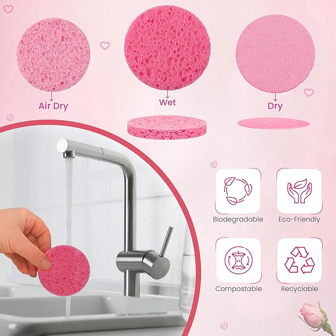 60 Count Compressed Facial Sponges - Natural Wood Pulp Round Esthetician Face Sponges for Cleansing, Daily Face Washing, Exfoliating Makeup, and Mask Removal
