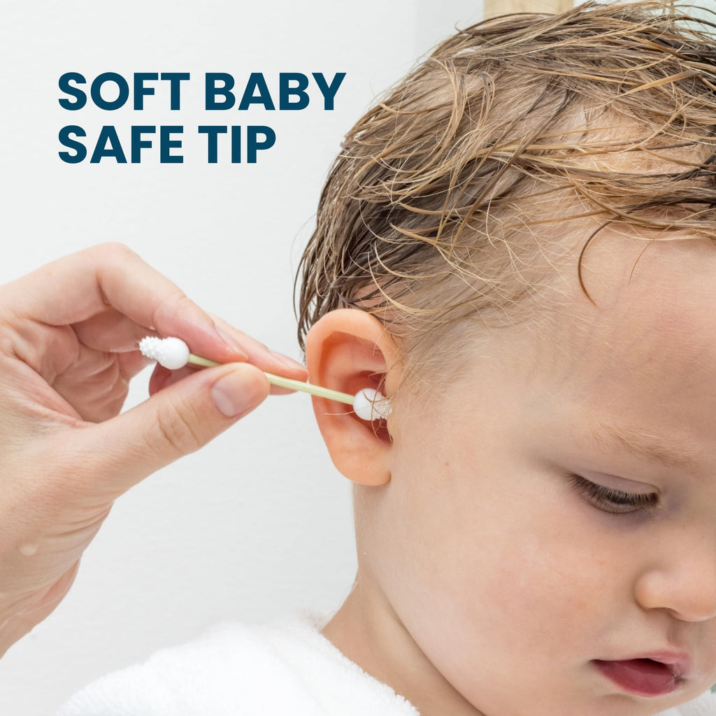 LastSwab™ Baby Reusable Q-Tips for Newborns & Infants - Gentle Silicone Safety Swabs, Ear & Nose Cleaner - Washable Cotton Swab Alternative, BPA-Free, Zero Waste - Peach