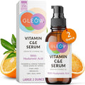 GLEOW Vitamin C Serum for Face with Hyaluronic Acid and Vitamin E, Brightening Face Serum Targets the Appearance of Fine Lines and Uneven Skin Tone, 2 oz