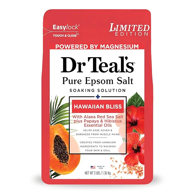 Dr Teal's Epsom Salt Magnesium Soak, Limited Edition Hawaiian Bliss, 3 lbs