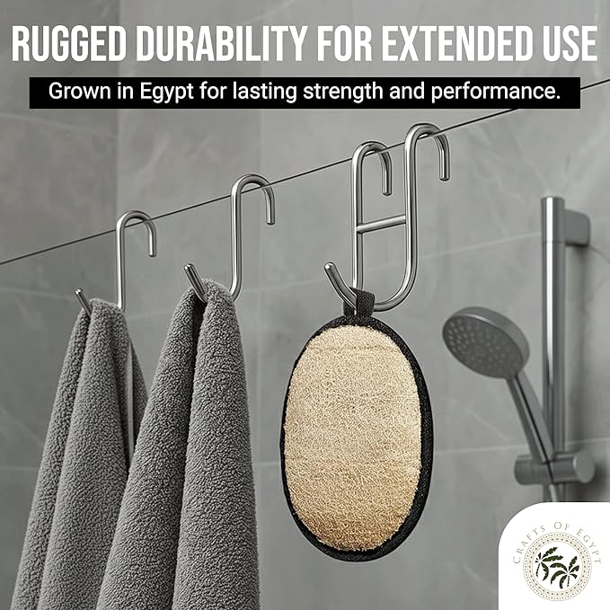 SERRENTO Loofah Body Scrubber Shower - Luffa Sponge 2PCS Black & White Set