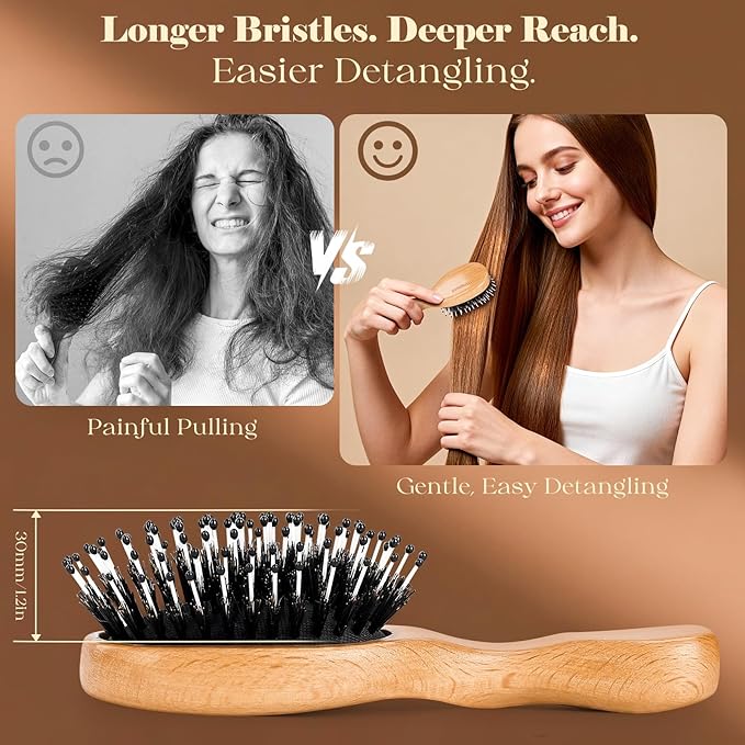 Mini Boar Bristle Hair Brush Since 1965 British Craftsmanship Handmade