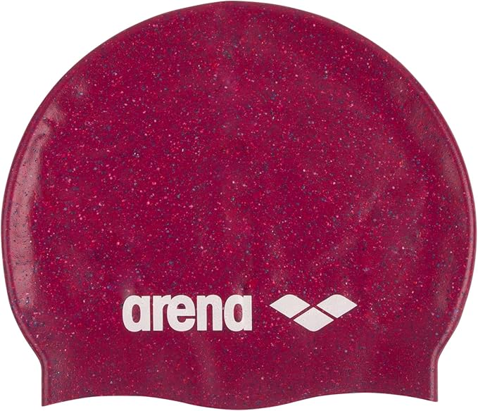 Arena Classic Unisex Recycled Silicone Swim Cap for Women and Men, Intensive Training and Racing Comfortable Long Hair Swimming Hat, Ruby/Multi
