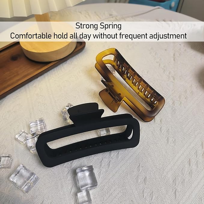 Nalodu Hair Claw Clips 5 Inch Unbreakable Extra Large Square Rectangle Matte XL Claw Clip Clamp Neutral Colors for Thick Curly Long Hair Women - 2 Pack