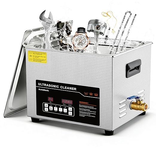 ACMESONIC Ultrasonic Cleaner 15L Dual-Frequency Professional Digital Stainless Steel Cleaning Machine with Heater Timer for Denture, Coins, Small Metal Parts, Circuit Board, Lab Tools, etc