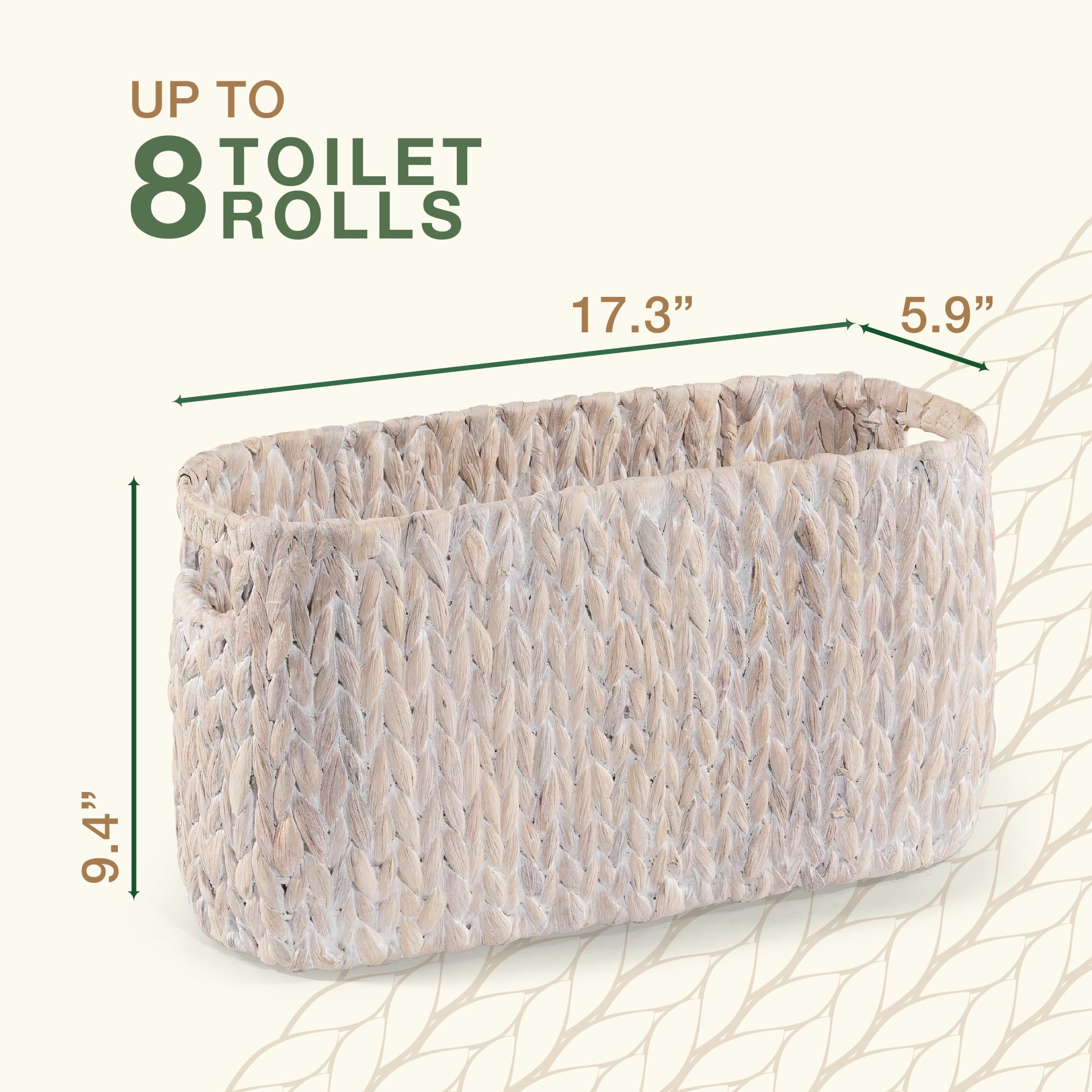 Toilet Paper Storage Basket, Toilet Paper Holder with Storage for Up to 8 Rolls, Rattan Bathroom Accessories