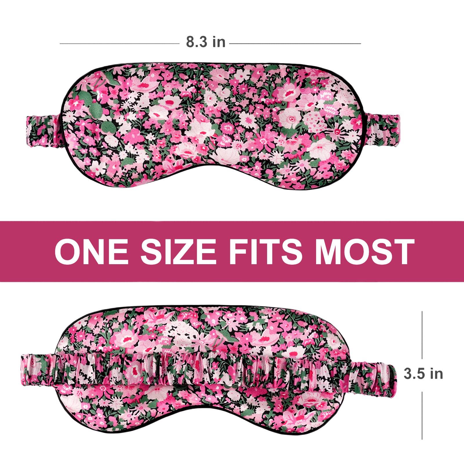 OLESILK 100% Natural Mulberry Silk Sleep Eye Mask Block Out Light, Fashion Printed Eye Mask Blindfold for Women Men Full Night Sleeping, Chic Eye Cover Eyeshade, Pattern 3