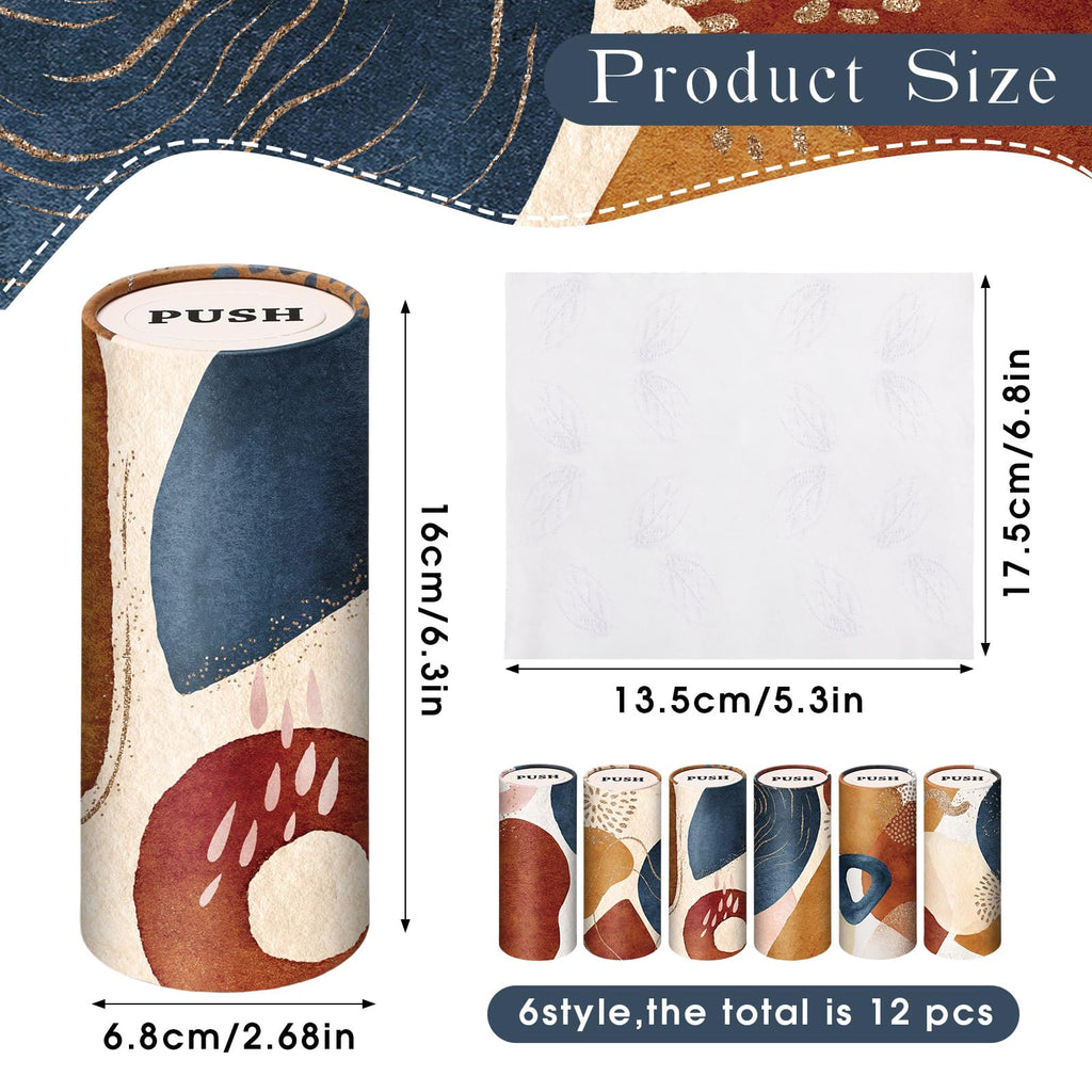 Outus 12 Pcs Boho Car Tissues Cylinder Holder with 3 Ply Facial Tissue Bulk Black White Round Tissue Holder Travel Tissues Boxes Container for Car Cup Wedding Birthday Party