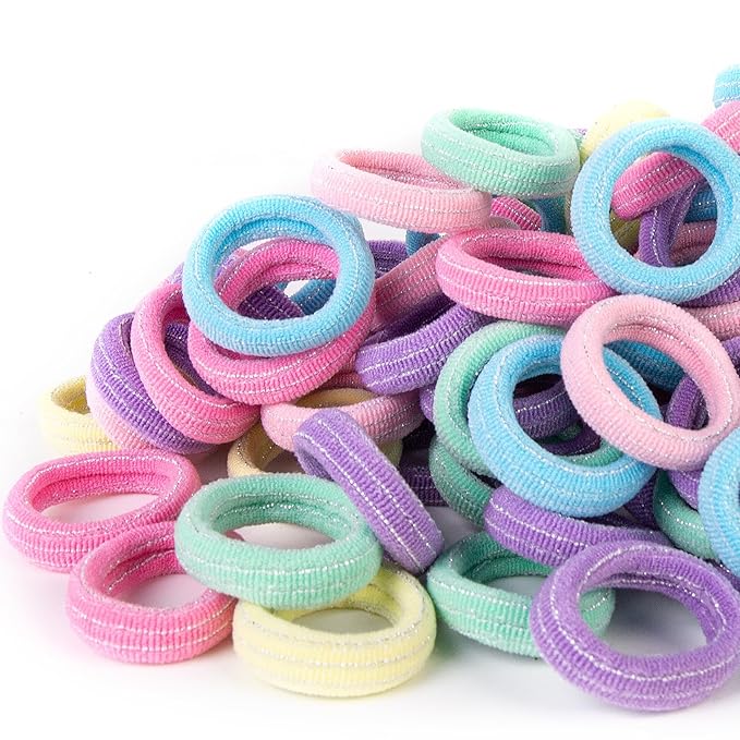 Mini Hair Ties for Baby Girls, Seamless Kids Girls Hair Ties Bands, Soft Small Baby Ponytail Holders, Toddler Elastic Hair Holders No Damage, 5 Colors
