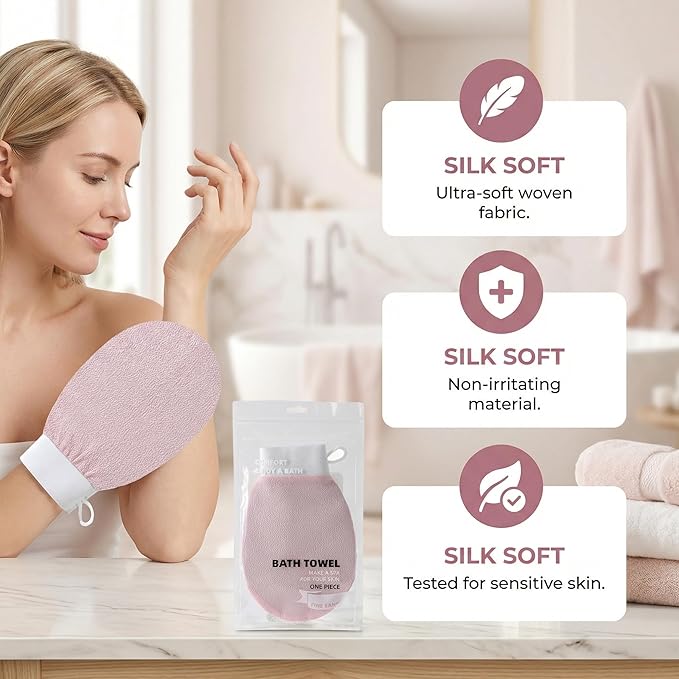Deep Exfoliating Body Mitt - Style Scrub Glove for Dead Skin, Dry Skin & Self Tan Removal - Ideal for Bumpy Skin, KP Treatment & Shower Care 3pcs
