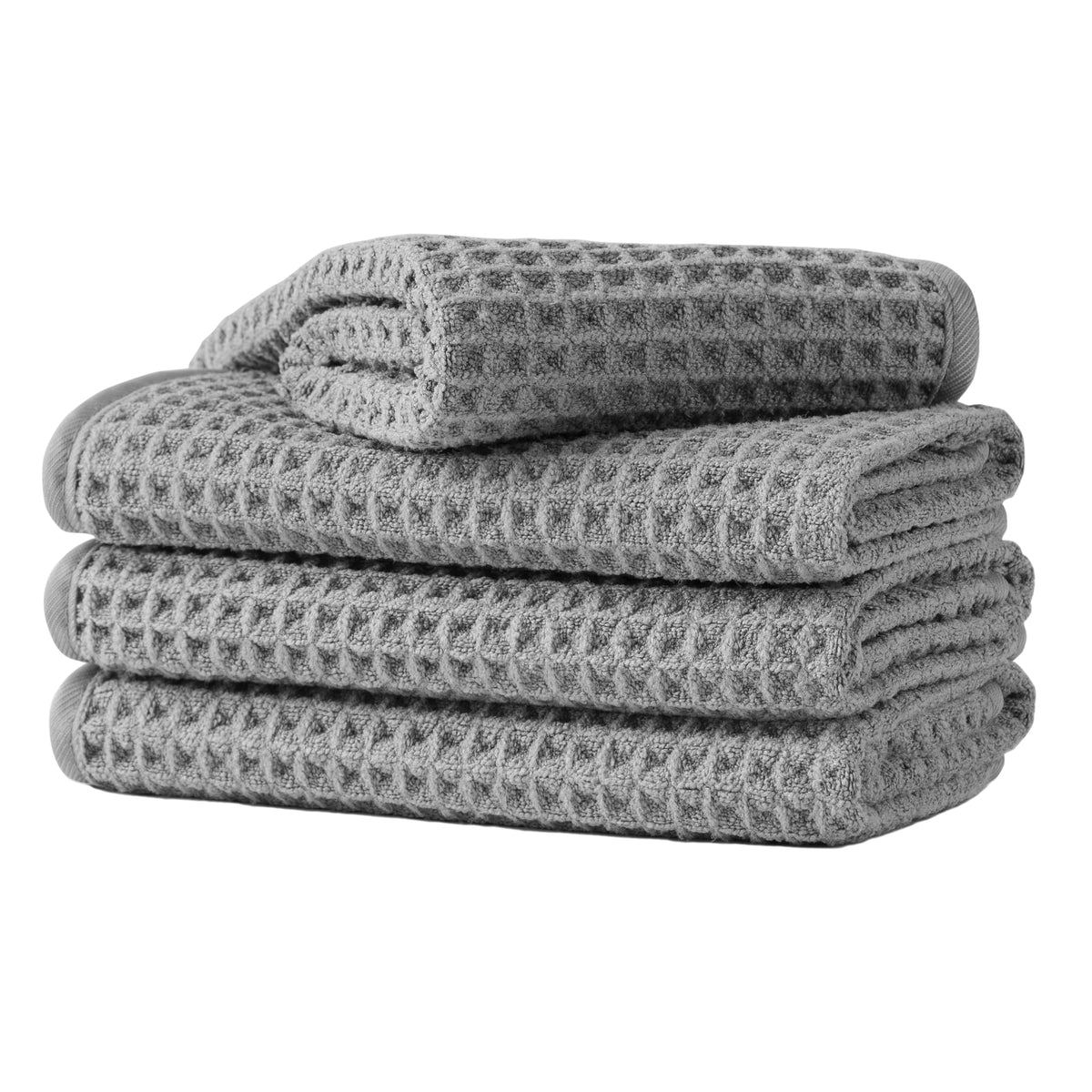Microfiber Waffle Face Towels, 4 Pieces, Soft, Absorbent, Fast Drying, Lint Free 430 GSM (Turquoise)