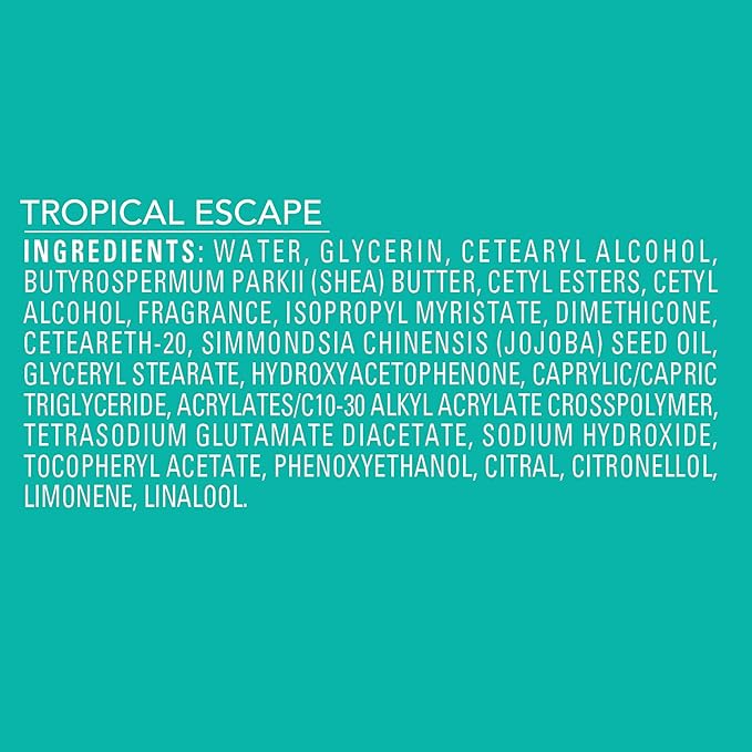 Jergens Shea Fusion Tropical Escape Body Lotion, Scented Lotion, Moisturizing Body Lotion made with Shea Butter and Vitamin E, 14 fl oz