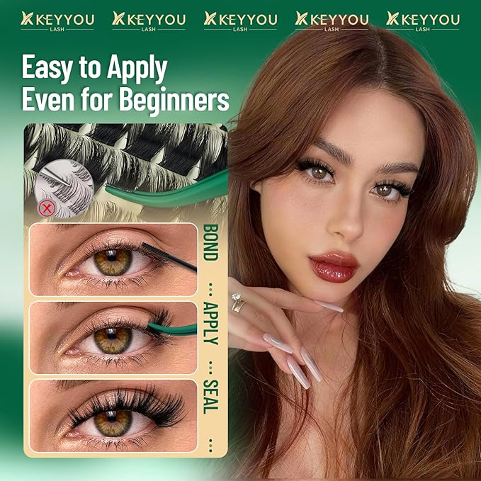 KEYYOU Lash Clusters 144pcs Eyelash Clusters 10-18mix D Curl Cluster Lashes Thick Super Soft Wispy DIY Eyelash Extension at Home(PC01-D-10-18MIX)