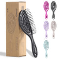 Ninabella Mini Spiral Brush - Hair Brush Detangler for Women - Pro Shower for Curly or Thick Hair - Small Travel Detangling Vent Hairbrushes -Black