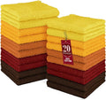 DecorRack 100% Cotton Washcloths 12x12 in, Assorted Set 1 (20 Pack)
