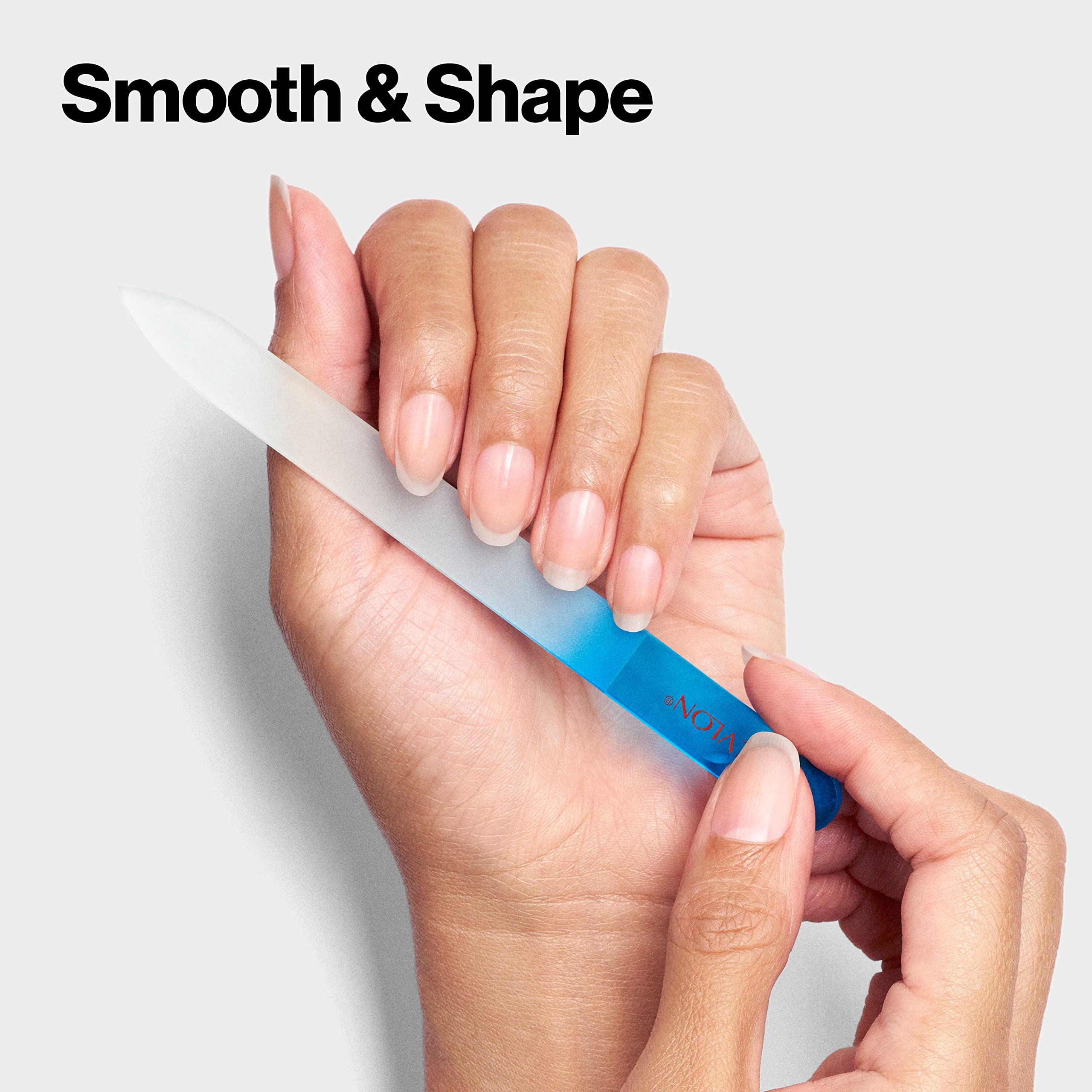 Revlon Glass Nail File, Manicure Tool for Shaping Natural Fingernails, Self-Cleaning with Bacteria Shield Technology, 1 Count