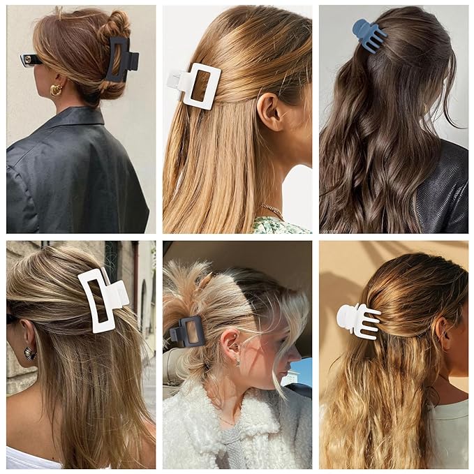 SMKSL 3 Styles Hair Clips for Women Small Medium Big Claw Clips for Thin Thick Hair 12 Pcs Hair Claw Clips Hair Clips Combination Hair Accessories for Women (Blue)