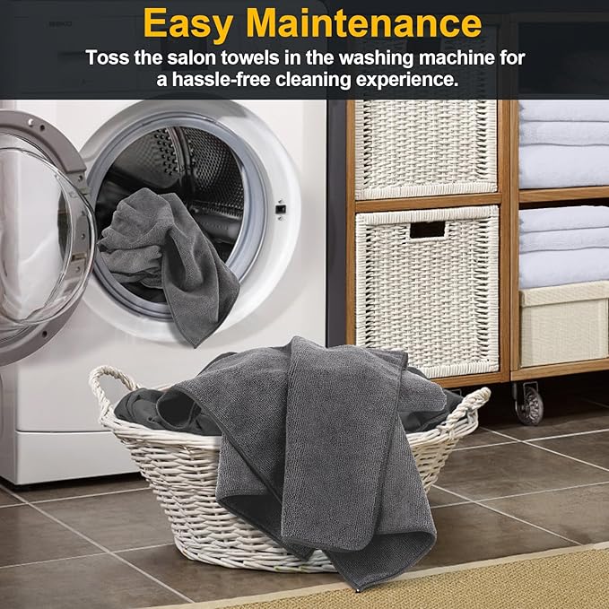 UNIMADE Salon Towels 24 Pack, Super Soft Microfiber Gym Towels, Highly Absorbent Hair-Drying Cloth for Gym, Bath, Spa Use and Home Beauty Care - Grey (16x29 inch)