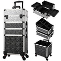 Stagiant Rolling Makeup Train Case Cosmetology Case on Wheels 4 in 1 Large Cosmetic Case with Wheels Makeup Travel Case with Keys Nail Kits Organizer Artist Salon Storage Traveling Cart Trunk Tricolor