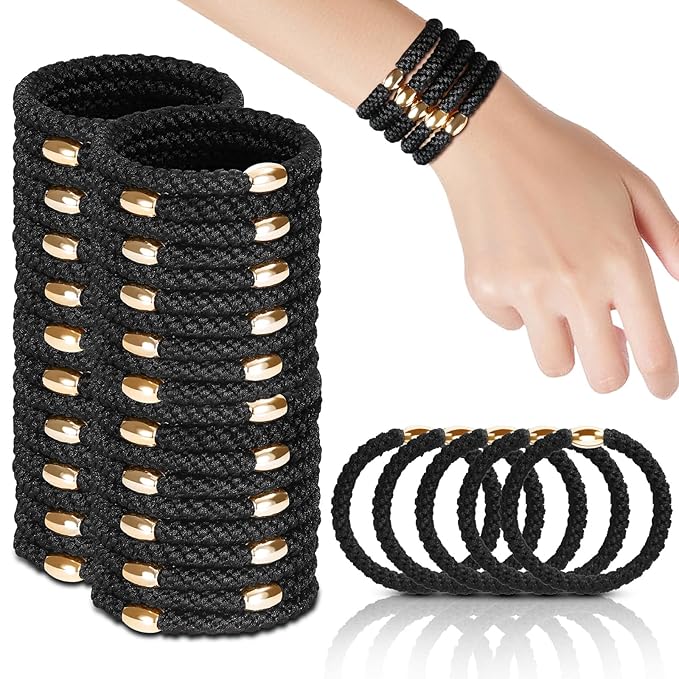 Hair Ties No Damage - 60PCS Ponytail Holders - Elastic Hair Ties for Thick Hair - Braided Hair Bands for Women Girls's Hair - Black