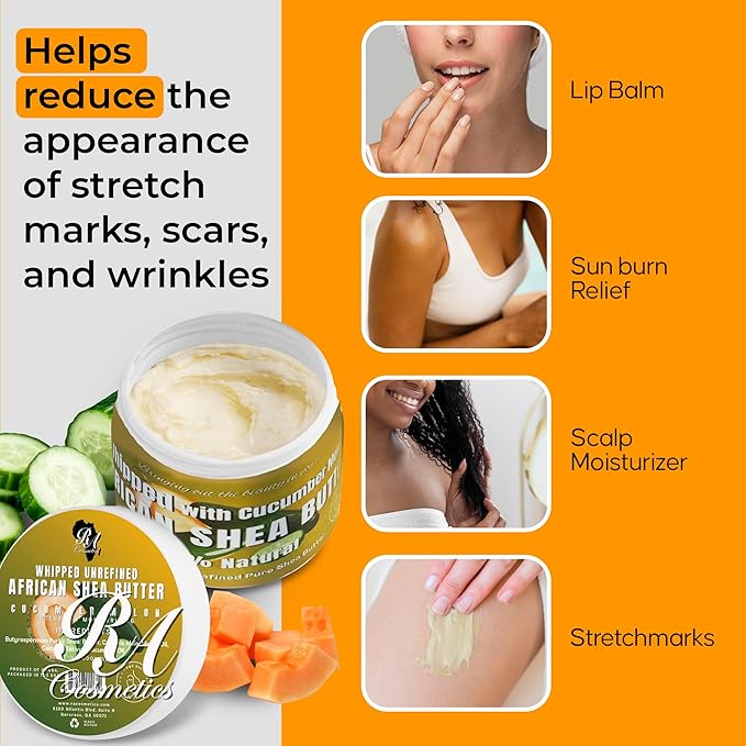 RA COSMETICS Whipped Shea Butter, Cucumber-Melon, 12oz