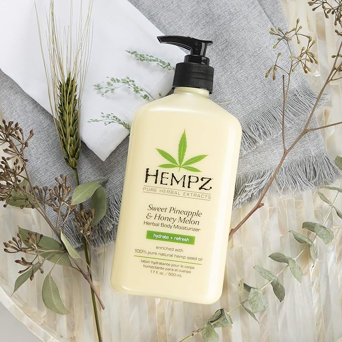 Hempz Sweet Pineapple & Honey Melon Moisturizing Skin Lotion, Body Moisturizer with Jojoba, Natural Extracts, Vitamin A and E, 17 oz, 2 Pack Bundle