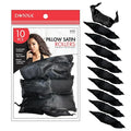 DONNA Satin Pillow Rollers Large 10pcs Foam Rollers for Heatless Hairdressing and Styling with Hair Clips - BLACK