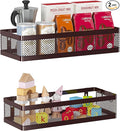 PUSDON Mesh Shower Caddy Wall Mount, Heavy Duty Adhesive Bathroom Shelf Organizer, Rustproof Floating Spice Rack for Kitchen Pantry, Holds 50 LBS, Multi-Purpose Storage Vintage Bronze -2 Packs Netting