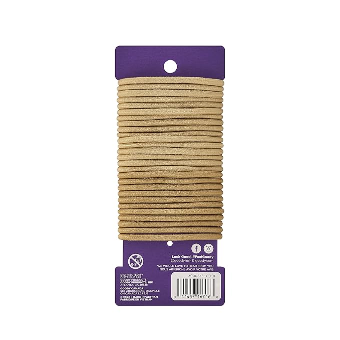 Goody Ouchless Elastic Hair Tie - 32 Count, Blonde - 4MM for Medium Hair - Slideproof Pain-Free Hair Accessories for Men, Women, Boys, and Girls - Perfect for Long Lasting Braids, Ponytails, and More